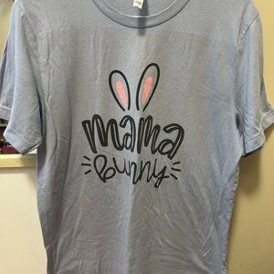 Easter Mama Bunny Bella Canvas Blue and Pink Short Sleeve Tee